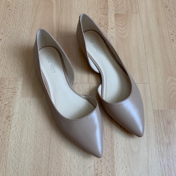 Nine West Shoes - Nine West Nude Faux Leather Flats With Small Wedge